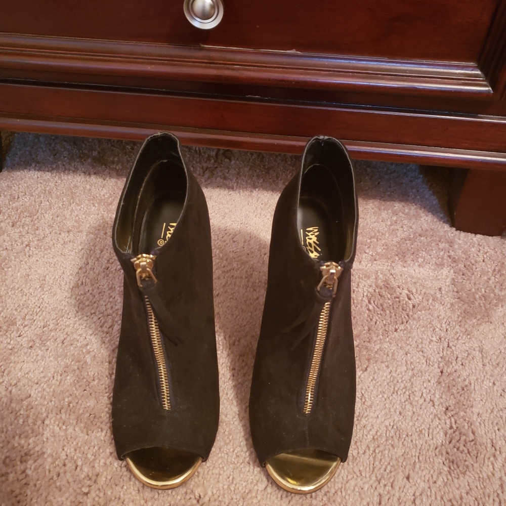 Black and gold booties